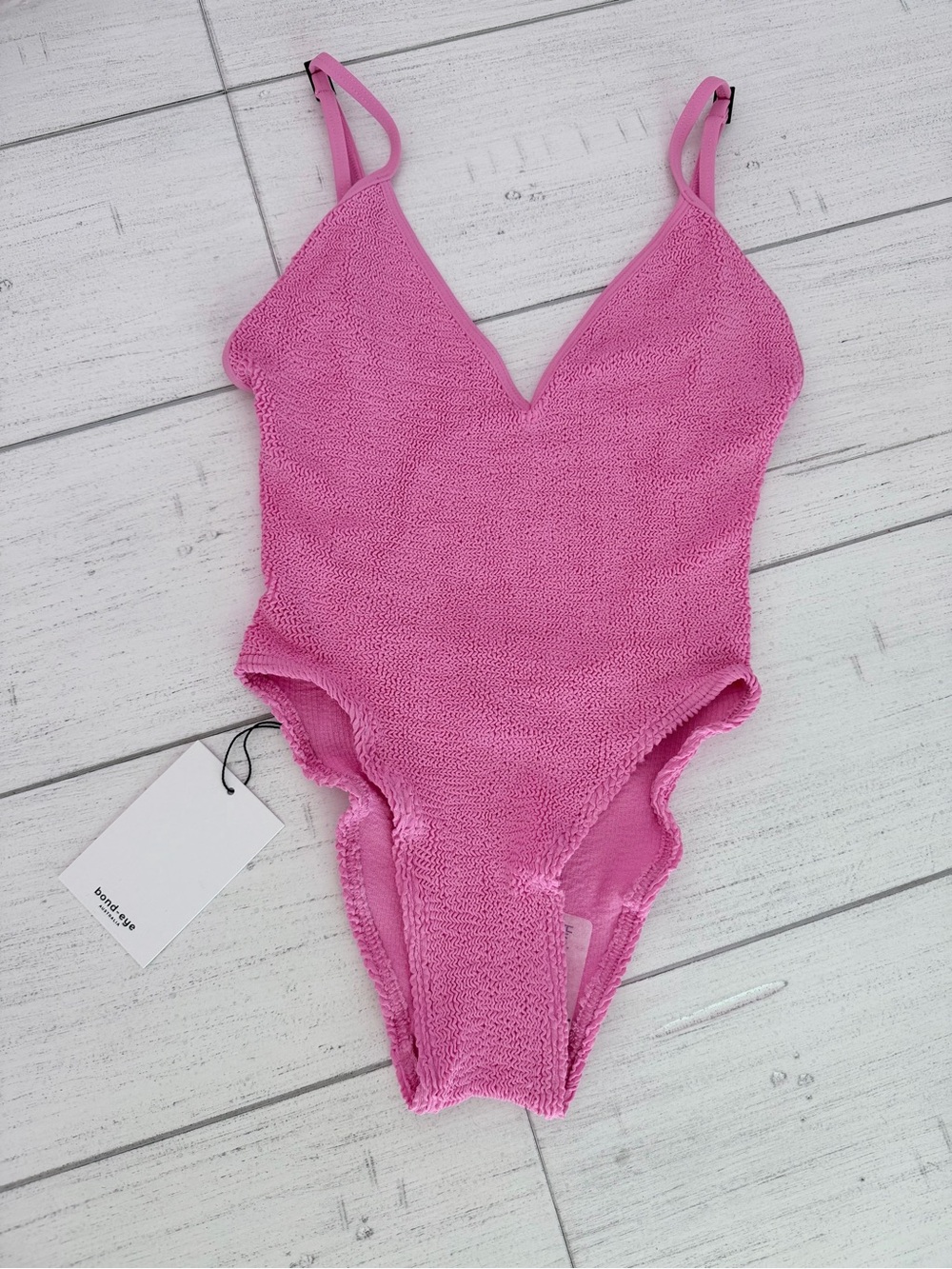 New Bond-eye Swim Elana One piece Swimsuit Candy Pink Ribbed OS NWT - Picture 8 of 10
